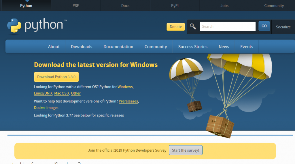 Python installieren - Download-Seite