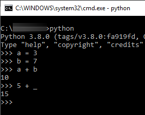 Python Variablen im Python-Shell Beispiel.