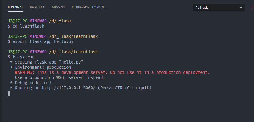 Flask-App - Flask run - VS Code Terminal