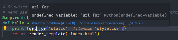 url_for unbeannte Funktion